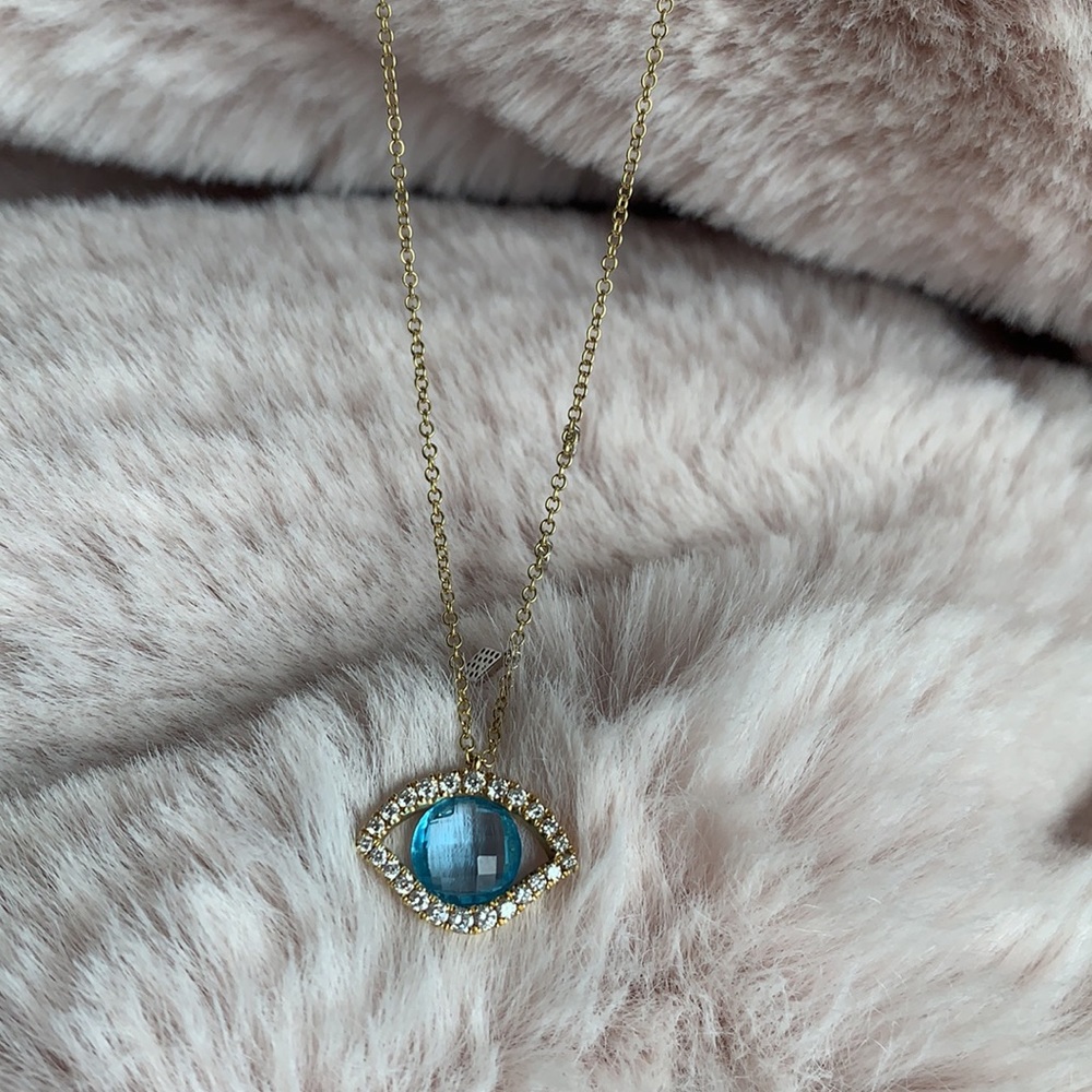 Meira T Diamond Halo Evil Eye Necklace 16-18” adjustable